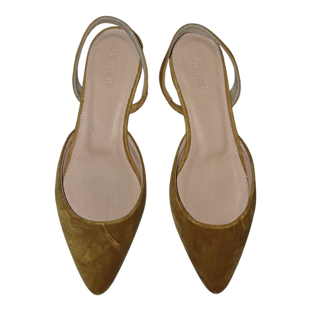 J. Crew Gold / Yellow Velvet Pointed Slingback Flats